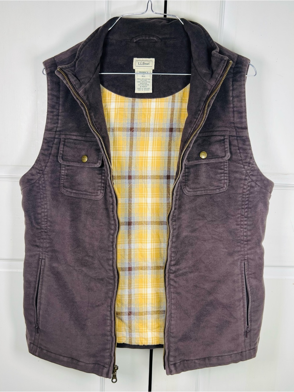 LL Bean Vest Womens Brown Full Zip Insulated Sleeveless Cabincore Sz Medium